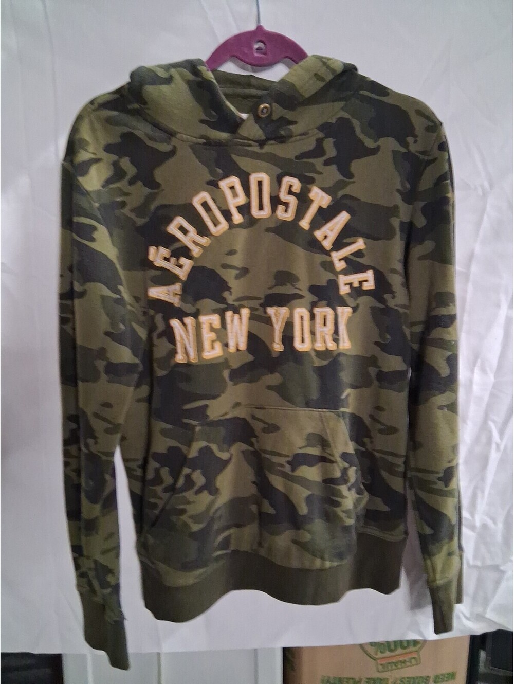 Aeropostale New York Camo Hoodie Long Sleeve Pullover Mens Size Small I2